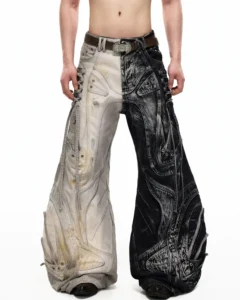 Personsoul Deconstructed Flared Patchwork Denim Jeans Yin-Yang Ver. (Random Color)